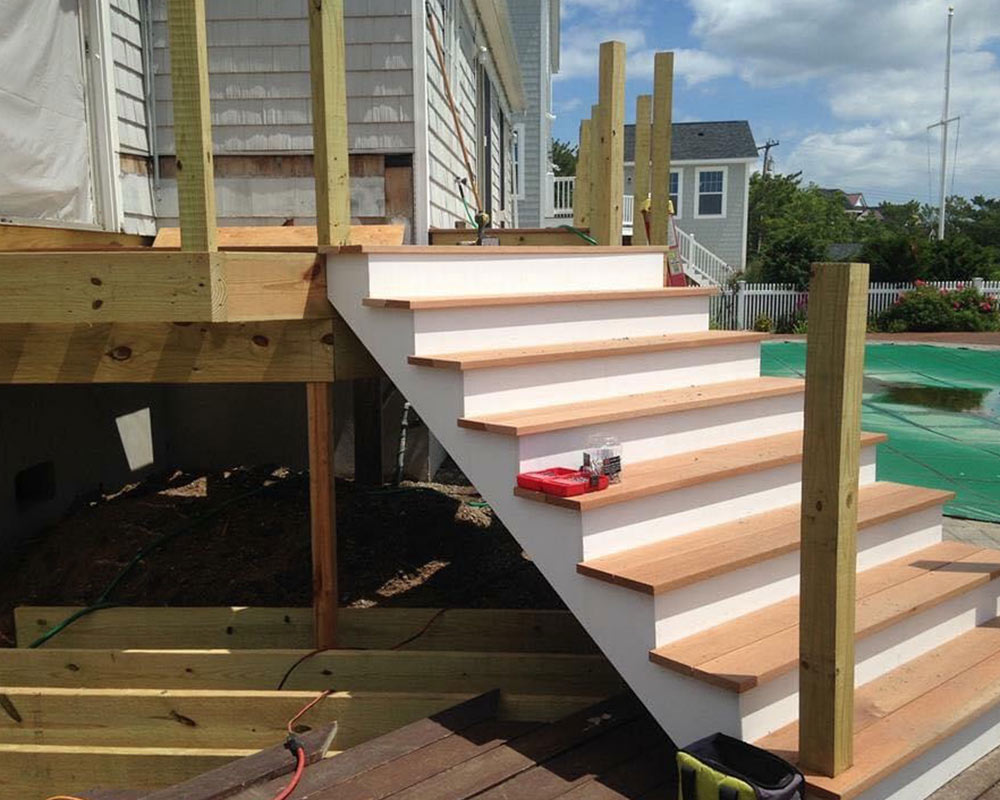 stairs to new deck in progress barnegat nj